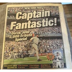 New York Post 7/11/2001 Derek Jeter 3000 Hit Captain Fantastic New York Yankees